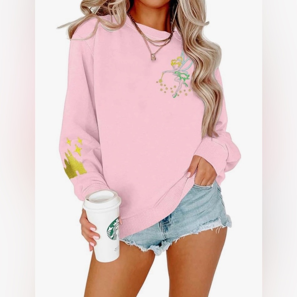 Women’s Pink Disney Tinkerbell Crewneck Sweatshirt